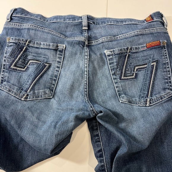 7 for all man kind reg33 Men's Blue Jeans embroidered pockets button fly lowrise - Picture 13 of 14